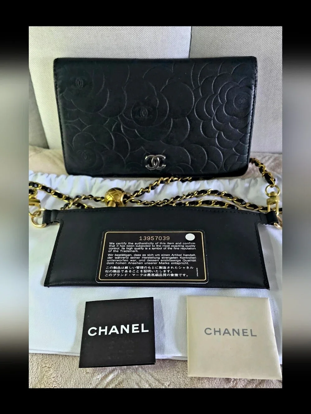 Authentic Chanel Long Clutch/Wallet Black Leather